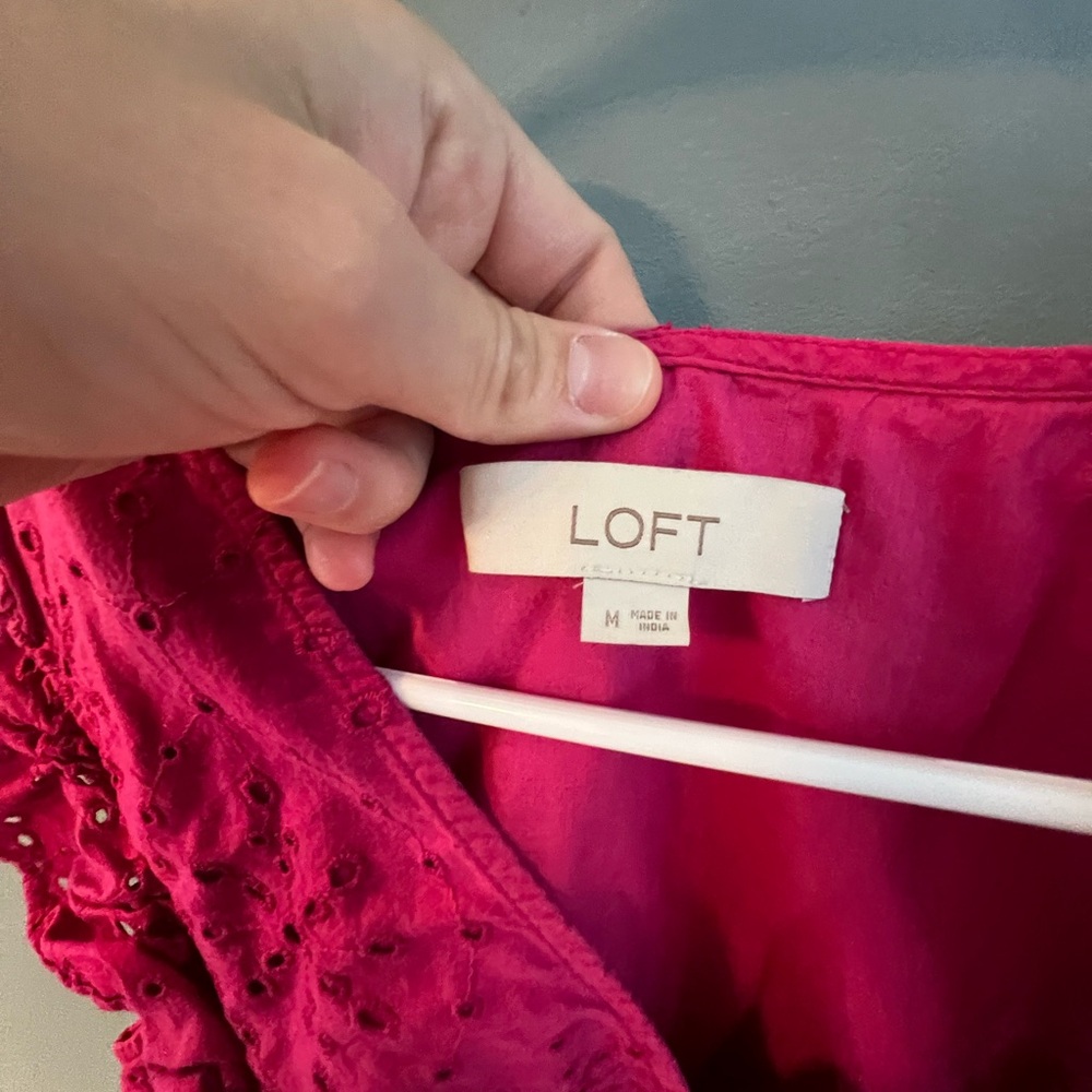 LOFT Fuchsia Eyelet Blouse - Picture 3 of 3